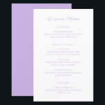 Menú de Boda Clásico Lila Atemporal<br><div class="desc">Menús de boda de estilo clásico que presentan un diseño simple pero elegante con fuentes serif y script.</div>