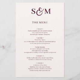 Menú de Boda con Ampersand en Letra Clásica Monogr