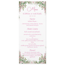 Menú de Boda con Arco Floral Rosa Polvoriento Romá