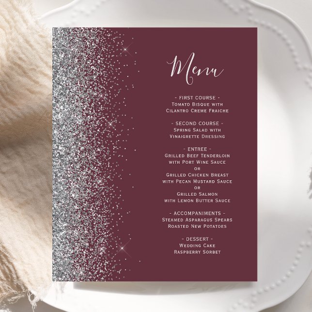 Menú de boda con borde de brillo plateado de Burde (Subido por el creador)