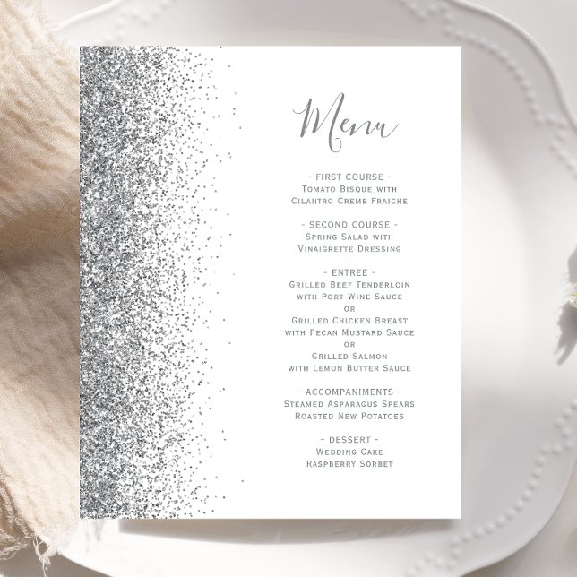 Menú de Boda con Borde de Purpurina Plateada Presu (Subido por el creador)