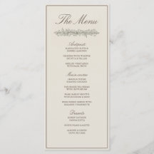 Menú de Boda con Borde Floral Clásico Elegante