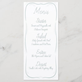 Menú de boda con borde verde espuma de mar rayado