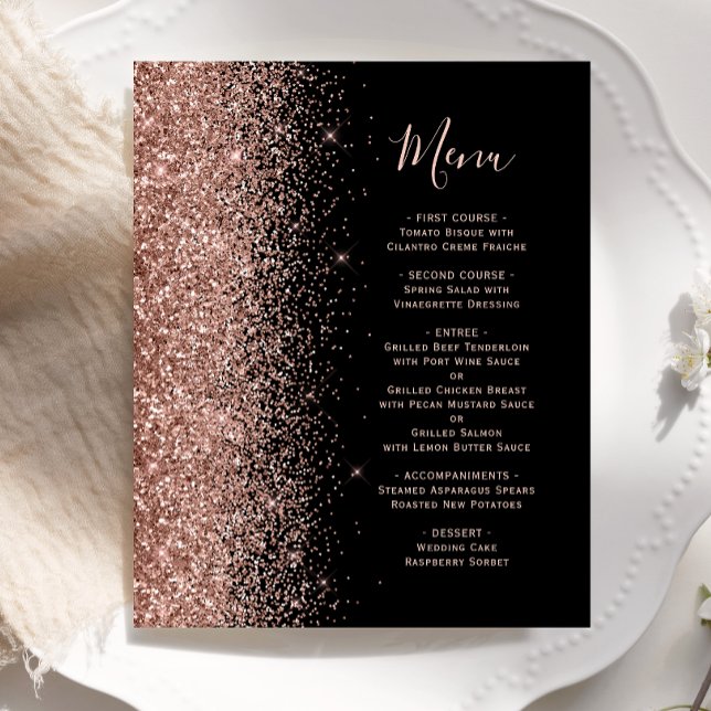 Menú de Boda con Brillo de Oro Rosa Presupuesto (Subido por el creador)