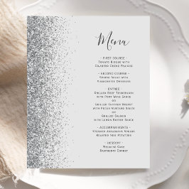 Menú de boda con brillo plateado gris pálido econó