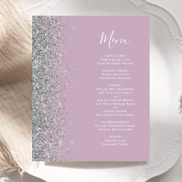 Menú de boda con brillo plateado y lila polvorient