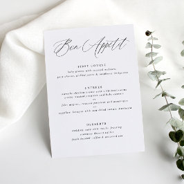 Menú de Boda con Caligrafía Moderna y Elegante