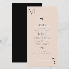 Menú de Boda con Corazón Monogramado
