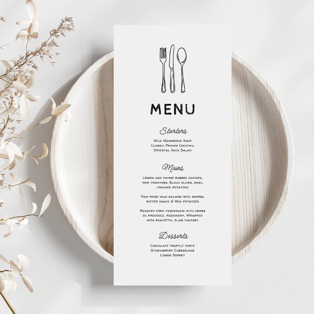 Menú de Boda con Cubiertos Doodle Caprichosos (Subido por el creador)