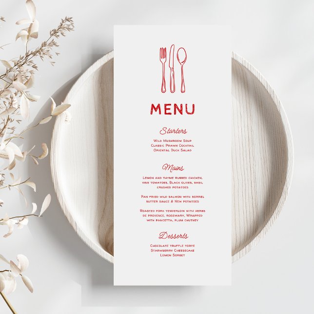 Menú de Boda con Cubiertos Doodle Caprichosos (Subido por el creador)