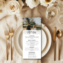 Menú de Boda con Foto Elegante y Letra Moderna