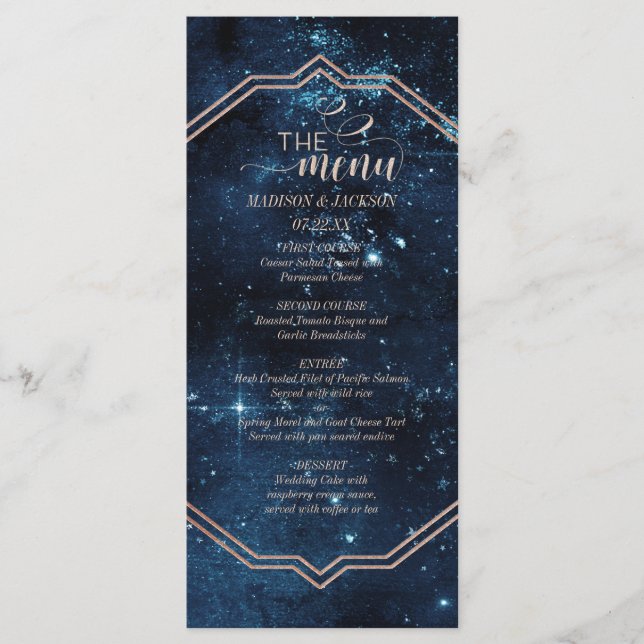 Menú de Boda con Galaxia Celestial Cielo Estelar A (Anverso)