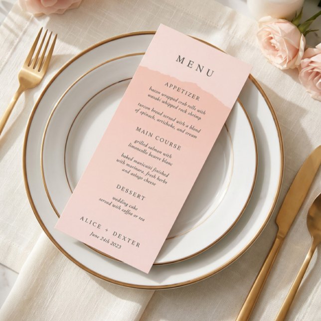 Menú de Boda con Gradiente de Rosado Elegante (Subido por el creador)