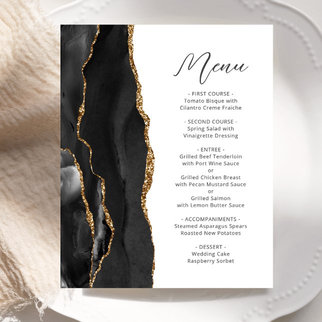 Menú de Boda con Guión de Ágata de Oro Negro Presu (Subido por el creador)