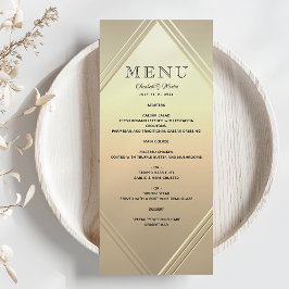 Menú de Boda con Hojas de Oro Modernas
