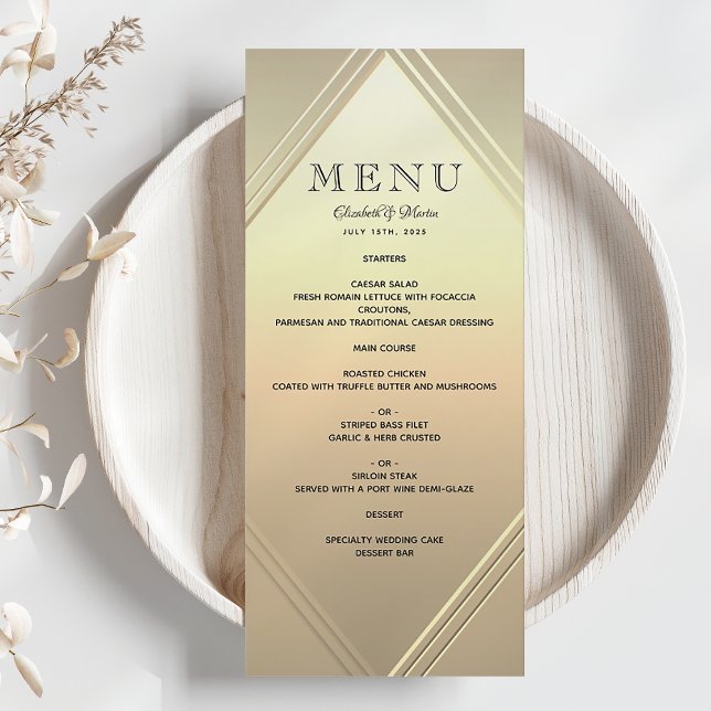 Menú de Boda con Hojas de Oro Modernas (Subido por el creador)