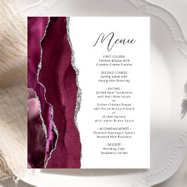 Menú de Boda con Letra Cursiva de Ágata Plateada d