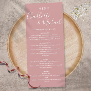 Menú de Boda con Letra de Firma Rosa de Deber Eleg