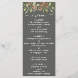 Menú de Boda con Letra Elegante Gris Invierno