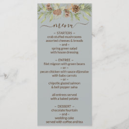 Menú de Boda con Letra Elegante Gris Invierno