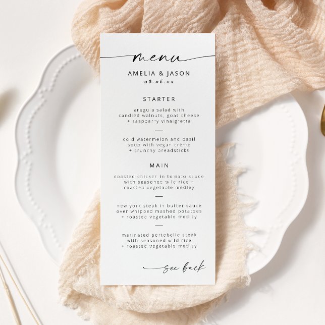 Menú de Boda con Letra Elegante Moderna (Subido por el creador)