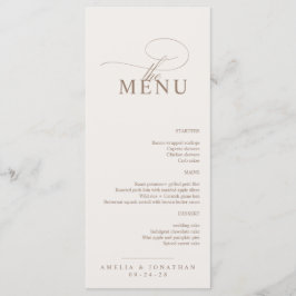 Menú de Boda con Letra Moderna Minimalista y Elega