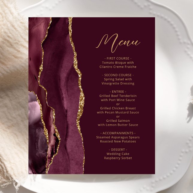 Menú de Boda con Letra Script Agata Dorada de Borg (Subido por el creador)