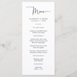 Menú de Boda con Letra Script Simple