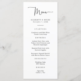 Menú de Boda con Letra Script Simple
