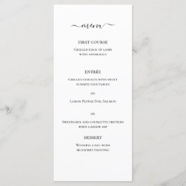 Menú de Boda con Monograma Clásico Elegante Blanco