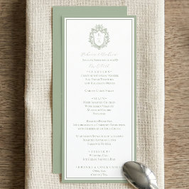 Menú de Boda con Monograma de Cresta Botánica Verd