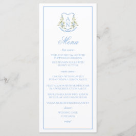 Menú de Boda con Monograma de Cresta de Hortensia 