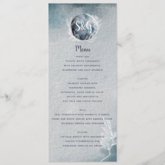 Menú de Boda con Monograma de Noche de Luna Llena