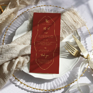 Menú de Boda con Monograma y Agradecimiento