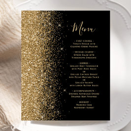 Menú de Boda con Purpurina Dorada Negra Presupuest