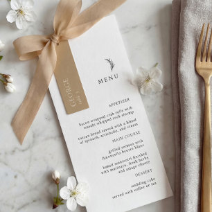 Menú de Boda con Rama de Olivo en Blanco y Negro M