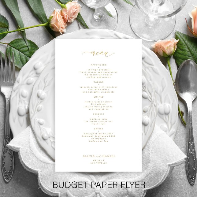 Menú de boda con tipografía dorada simple (Subido por el creador)