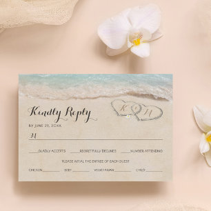 Menú de Boda Corazón de Playa Vintage Tropical RSV