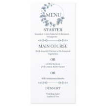 Menú de Boda Corona Floral de Ginkgo Azul Botánico