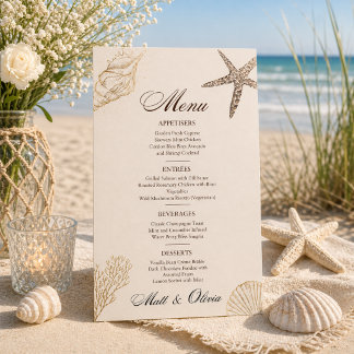 Menú de Boda Costera de Costa de Marfil Editable