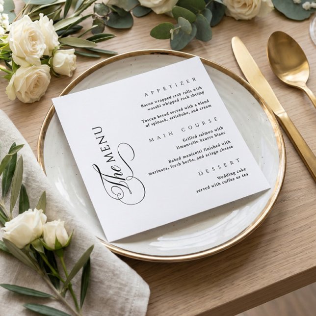 Menú de Boda Cuadrado Elegante Caligrafía (Subido por el creador)