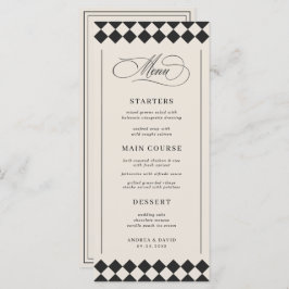 Menú de Boda Cuadros Vintage Old Money Preppy Marf