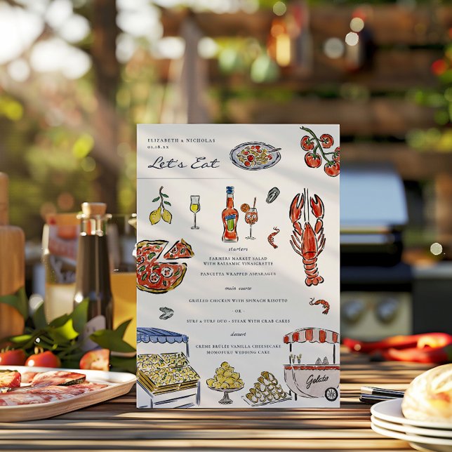 Menú de Boda de Acuarela de Verano Italiano (Subido por el creador)