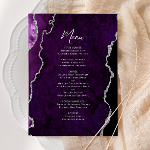 Menú de Boda de Agata Plateada Púrpura Elegante
