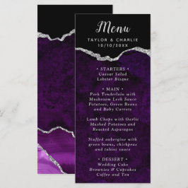 Menú de Boda de Ágata Púrpura y Plateado