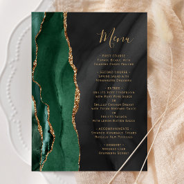 Menú de Boda de Ágata Verde Esmeralda Oro Negro
