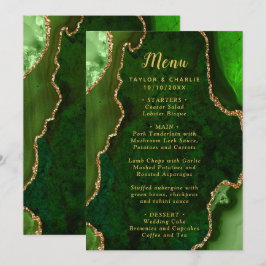 Menú de Boda de Ágata Verde y Dorada