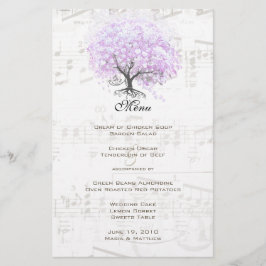 Menú de boda de árbol de lavanda de hoja de corazó