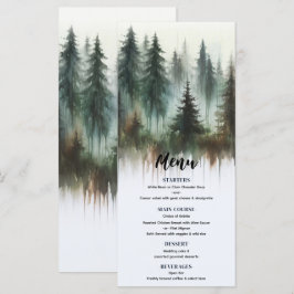 Menú de Boda de Bosque Rústico con Acuarelas de Ár