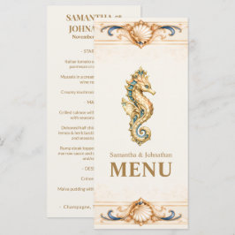 Menú de Boda de Caballito de Mar Elegante Náutico
